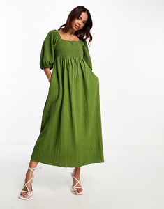 Nobody's Child Kylie puff sleeve midi dress in khaki | ASOS Green Midi-length Puff Sleeve Dress With Gathered Sleeves, Green Midi Puff Sleeve Dress With Gathered Sleeves, Green Midi Length Puff Sleeve Dress With Gathered Sleeves, Green Knee-length Midi Dress With Gathered Sleeves, Green Puff Sleeve Midi Dress For Spring, Green Midi-length Puff Sleeve Dress For Brunch, Green Midi Puff Sleeve Dress For Brunch, Chic Green Maxi Dress With Puff Sleeves, Casual Green Midi Dress With Puff Sleeves