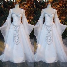 two photos of a wedding dress with long sleeves