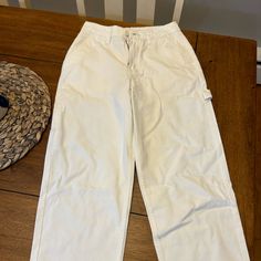 Brand New White Vans Carpenter Jeans. High Wasted Wide Leg Size 24. Two Little Spots In Leg Pant That Are There When I Purchased Them. White Vans, Carpenter Jeans, Jeans Color, Colored Jeans, Flare Jeans, Leg Pants, Women Jeans, Wide Leg, Color White