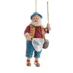 a christmas ornament with a fisherman holding a fish