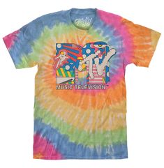 Your New Favorite Tee We heard you loud and clear! Show off your love for the channel that changed the world with this groovy, 60s-inspired graphic tee shirt featuring a trippy version of the MTV Music Television logo. To ensure that this retro MTV shirt stands out - we've printed the graphic on soft Eternity Tie Dye cotton tee. 100% Cotton Machine Wash Tumble Dry Regular Fit Printed in USA Retro Tie Dye T-shirt With Graphic Print, Multicolor Pop Culture T-shirt For Summer, Pop Culture Graphic Design T-shirt For Spring, Pop Culture Multicolor Top With Front Print, Retro Multicolor Screen Print T-shirt, Multicolor Graphic Design Top Band Merch, Multicolor Band Merch Top With Graphic Design, Retro Cotton Tops For Pride, Multicolor Retro Print Graphic Tee