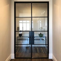 Thermal break iron french double door with 4lites Double French Door, Glass Office Doors, French Doors Office, French Doors Living Room, External French Doors, French Doors Bedroom, French Double Doors, Steel French Doors, Antique French Doors