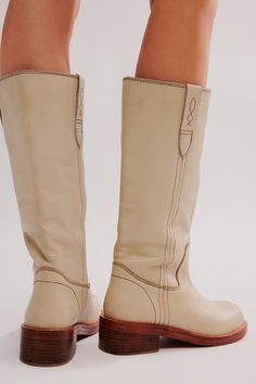 Blaze Pull-On Boots | Free People November Mood, Free People Summer, Fall Boots, Pull On Boots, Leather Block Heels, Boots Fall, Flat Boots, Vintage Aesthetic, Tall Boots