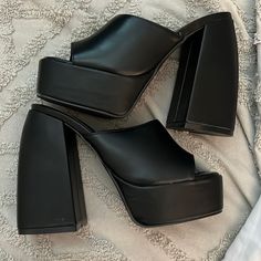 Black Platform Heels/Wedge. Brand New. Never Worn. Size 7 1/2 Heels Wedge, High Heel Clogs, Black Platform Sandals, Ankle Strap Sandals Heels, Black Platform Heels, Loafer Shoes Women, Espadrilles Platform, Platform Stilettos, Platform Sandals Heels