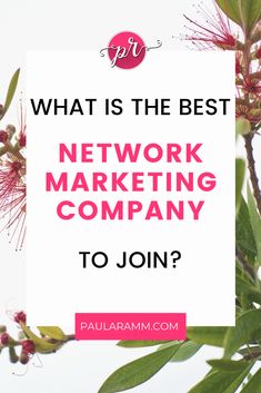 pink flowers with the words what is the best network marketing company to join? on it