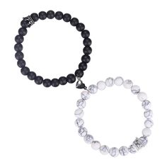 PRICES MAY VARY. Crown Couples Bracelets Size: The bracelets are made by 8mm round stone beads, which liked by most people. The bracelet for women is 7'', suitable for 6.5-8 inches wrist; The bracelet for men is 8'', suitable for 7.5-8.5 inches wrist. They are comfortable to wear. high-quality knotted rope and durable. Crown Magnet Bracelets Design: Each bracelet comes with a crown and a magnet clasp accessory. The black one for men shows his masculine and energy. And the other one for women sho Long Distance Relationship Bracelets, Distance Couple, Couples Bracelets, Knotted Rope, Distance Bracelets, Bracelets With Meaning, Couple Bracelet, Bracelets Design, Black Crown