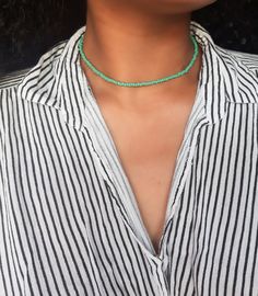 "Turquiose Bead Choker - Turquiose Choker - Green Turquoise Choker - Beaded Choker - Seed Choker - Stretch Choker - Green Choker - Seed Bead Choker  * D E T A I L S * This choker is made with size 8 Seed Beads that are strung onto durable Stretch Cord. * S I Z E * This choker is available in the following sizes: 11 inches 11.5 inches 12 inches 12.5 inches 13 inches 13.5 inches 14 inches 16 inches 18 inches Each choker comes with a 2\" extension chain. * Q U E S T I O N S  * If you have any quest Turquoise Faceted Beads Jewelry For Summer, Turquoise Jewelry With Faceted Beads For Summer, Summer Turquoise Jewelry With Faceted Beads, Beaded Turquoise Necklace With Round Beads For The Beach, Turquoise Beads For Summer Gifts, Turquoise Beads As Summer Gift, Summer Turquoise Beaded Necklaces With Colorful Beads, Turquoise Beaded Necklace With Large Beads For Summer, Beaded Turquoise Necklace For Beach