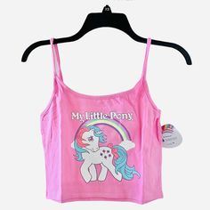 My Little Pony Classic Vintage Mlp Gusty Over The Rainbow Pink Cropped Tank Top Note: Please View All Photos Carefully For Item Description. Thank You! Pink Unicorn Print Top For Summer, Kid Core Outfits, Pink Cropped Tank Top, Manifest Board, Colorful Crop Tops, Y2k Vibes, Rainbow Shirt, Over The Rainbow, Girls Wear