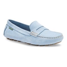 "Complete your look with this women's Eastland Patricia Loafer. SHOE FEATURES Casual style For effortless style, slip into the Patricia driving moc loafer, every outfit's perfect mate. A comfort insole supports and conforms to the curves of your foot. Rubber driving moc outsole for great comfort, slip resistance and durability. SHOE CONSTRUCTION Rubber outsole Nubuck upper SHOE DETAILS Spot clean Slip-on closure Foam footbed 1/4"" platform height Moc toe Imported Size: 10. Color: Light Blue. Gen Light Blue Boots, Rubber Heels, Blue Gender, Penny Loafers, Leather Slip Ons, Loafers For Women, Blue Leather, Womens Flats