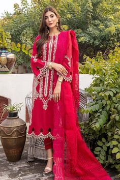 Charizma Clk 06 Mah E Ru Lawn Karandi Original brand suit fabric and photography lite diffrance in actual print. Red Digital Print Unstitched Wedding Suit, Red Unstitched Wedding Suit With Digital Print, Red Digital Print Salwar Kameez For Eid, Red Digital Print Diwali Sets, Traditional Red Unstitched Suit With Digital Print, Red Georgette Lawn Suit For Festivals, Red Sets With Digital Print For Diwali, Red Digital Print Sets For Diwali, Digital Print Traditional Wear For Wedding And Eid