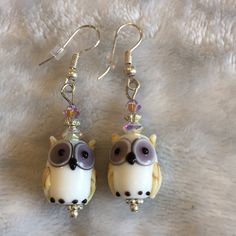 White Owl Fused Glass Mirano Beaded Owls With Swarovski Crystal Accents Handcrafted Pierced Earrings Nwt 2” Dangle Style Earrings, Lightweight, Surgical Steel French Wires. Nwt Owl Earrings Diy, Dolphin Earrings, Betsey Johnson Earrings, Cameo Earrings, Owl Earrings, White Owl, Retro Earring, Tassel Drop Earrings, Long Chain Necklace