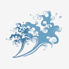 an abstract blue wave on a white background with water bubbles in the shape of waves