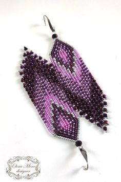 Brick Stitch Long Fringe Earrings purple Rain, Beaded Earrings, Beaded Jewelry, Present - Etsy Russia Purple Beaded Earrings With Dangling Round Beads, Handmade Purple Beaded Earrings, Purple Dangle Beaded Earrings With Spacer Beads, Purple Beaded Earrings With Colorful Beads, Handmade Purple Beaded Drop Earrings, Adjustable Purple Beaded Earrings With Colorful Beads, Purple Earrings With Colorful Beads For Crafting, Purple Handmade Beads For Crafting, Handmade Purple Beads For Crafting