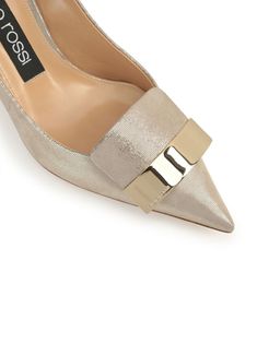 Find SERGIO ROSSI Laminated 45mm Leather Shoes on Editorialist. champagne goatskin lacquered finish leather sole branded insole decorative plaque pointed toe low heel Sergio Rossi Shoes, Metallic Pumps, Rossi Shoes, Silver Pumps, Blue Pumps, Pink Pumps, Pointed Toe Shoes, Silver Shoes, Metal Plaque