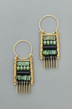 African Earrings, Designer Handmade Jewellery, Brass Hoops, Homemade Jewelry, Multi Strand Necklace, Metal Earrings, Jewelry Inspo, Bead Earrings, Diy Jewellery