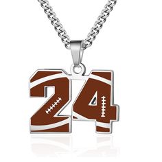 PRICES MAY VARY. ✔ Choose Your Football Number Necklace ✔ Number 0-99 choose your favorite number, support your favorite football team and player. Bring lucky number and strength to you and him/her. ✔ Trustworthy Material ✔ Number pendant and number chain is made from 316L stainless steel. Advantage is durable and hypoallergenic waterproof, will not change color. Suit long time to wear and save. ✔ Number Chain Size ✔ Chain Length: 22+2 inches. Width: 0.15 inch. The chain is very strong and suita Necklace For Boys, Football Numbers, Football Jewelry, Football Necklace, Favorite Number, Black Flannel, Number Necklace, Number 0, Lucky Number