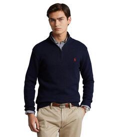 The must-have sweater for every Instagram feed. The classic Polo Ralph Lauren Cotton 1/4 Zip delivers effortless style with its cozy ribbed knit fabric and pullover design. Featuring the signature embroidered Pony logo for authentic heritage style, this versatile layer keeps you casually comfortable from coffee dates to weekend adventures. At 100% cotton, it washes easily so you can live in it all fall. An Instagram-worthy essential to complete every laidback look. Quarter Zip Outfit, Ralph Lauren Quarter Zip, Half Zip Jumper, Ralph Lauren Pullover, 1/4 Zip Sweater, Quarter Zip Sweater, Ralph Lauren Long Sleeve, Ralph Lauren Purple Label, Jumper Shirt