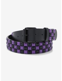 Purple Belt Outfit, Purple Scene Outfits, Purple Scenecore, Donnie Cosplay, Scene Belt, Sewn Patches, Scene Clothing, Emo Scene Outfits, Studded Belts