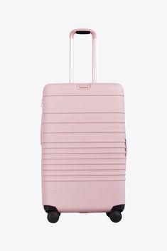 Béis 'The 29" Large Check-In Roller' in Black - 29 Inch Roller Luggage & Suitcase Beis Suitcase, Preppy Suitcase, Preppy Luggage, Small Suitcases, Pretty Luggage, Cute Suitcase, Pink Travel Bag, Hard Sided Luggage, Pink Suitcase