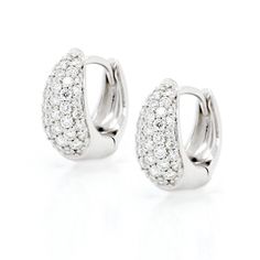 18k white gold diamond huggie hoop earrings, GH/SI, 0.40 ctw. Modern Jewellery, Diamond Hoop Earrings, Huggie Hoop Earrings, Jewellery Designs, Modern Jewelry, Pave Diamonds, White Gold Diamonds, Quality Jewelry, Diamond Rings