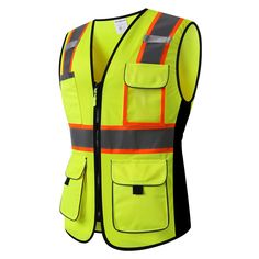 PRICES MAY VARY. WOMAN SAFETY VEST -Safety vest specially designed for women,100% polyester mesh fabric, ANSI/ISEA 107 Class 2 High-Vis Reflective Tape, Durable, Breathable and Lightweight. OUR ADVANTAGE TO OTHER WOMEN VEST- Swallow-tailed Shape hem of bottom,also like skirt's hemline,it can't fetter your hips. Stretch waist elastic tape make you more slim, the whole desgin is specially for women, Our women safety vest can perfectly show your female fascination. APPLICATIONS: The safety vest is Nylon Outdoor Work Vest With Pockets, Sleeveless Workwear Vest With Zipper Closure, Woman Safety, Functional Nylon Vest With Zipper Closure, Women Safety, Vest Jackets, Work Vest, Crossing Guard, Warehouse Worker