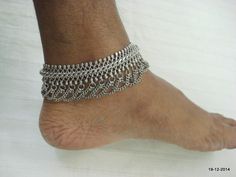 Vintage Antique tribal old silver ANKLET feet bracelet pair from Rajasthan India. Worn by tribal people of Rajasthan India. good flexible, Great piece for tribal style belly dance or ethnic jewellery collector. Note - If you combine both anklet you can use as a necklace.Length - 24.8 cm(9.76") we can adjust the length. width max. - 3.5 cm(1.37") weight for pair- 188 grams material - Silver & original old worn pair. Silver Bohemian Anklets For Festivals, Bohemian Silver Anklets For Festivals, Bohemian Metal Anklets, Bohemian Metal Anklets With Silver Beads, Bohemian Festive Anklets With Silver Beads, Festive Bohemian Silver Beads Anklets, Bohemian Metal Anklets For Rituals, Bohemian Metal Anklets With Oxidized Finish, Silver Bohemian Metal Anklets