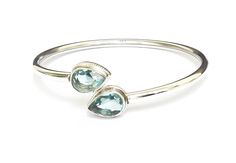 Blue Topaz Bangle Jewelry, Big Rings Boho, Baby Shower Jewelry, Gemstone Cuff Bracelet, Topaz Bracelet, Silver Cuff Bangle, Blue Topaz Bracelet, Greek Jewelry, Open Bangle