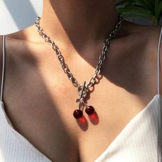 Elegant Cherry Color Necklace For Gift, Elegant Cherry Colored Necklace For Gift, Cherry Color Jewelry For Valentine's Day Party, Cherry-colored Jewelry For Valentine's Day Party, Cherry Colored Jewelry For Valentine's Day Party, Cherry Jewelry For Valentine's Day Party, Sweet Silver Necklace Perfect For Gifts, Cute Cherry-colored Jewelry For Gifts, Cute Cherry-colored Jewelry Gift