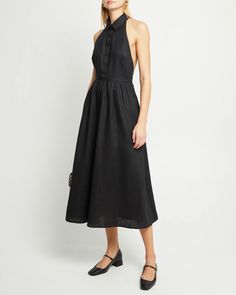 Casey Dress Chic A-line Linen Dress For Vacation, Chic Linen Midi Dress For Vacation, Chic Linen Midi Dress For Day Out, Chic Spring Linen Dress With Smocked Back, Chic Linen Dress With Smocked Back For Spring, Chic Linen Dress For Daywear, Chic Unlined Linen Daywear Dress, Chic Unlined Linen Dress For Daywear, Elegant Linen Dress With Tie Back For Vacation