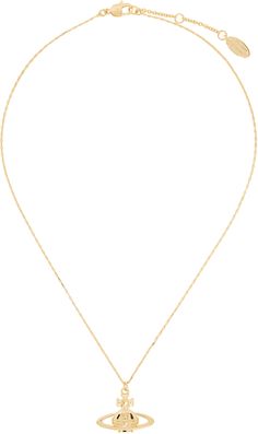 Barleycorn chain necklace in gold-tone brass. · Logo pendant at drop · Logo disc at adjustable lobster-clasp fastening · L17 Supplier color: Gold Necklace Gold, Vivienne Westwood Chain Necklace, Gold Vivienne Westwood Necklace, Vivienne Westwood Saturn Necklace, Vivienne Westwood Necklace Lucrece, Vivian’s Westwood Necklace, Outfit Creator, Drop Logo, Pendant Watches