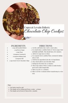 the recipe for chocolate chip cookies is shown