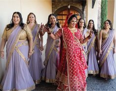 Choose this unique Periwinkle Purple shade and find this style of bridesmaids Lehenga Saree that will flatter every body shape while still fitting the wedding theme. Live to the fullest, laugh with your beautifully dressed bridesmaids and get ready to embark on the next amazing chapter in your life. Customized bridesmaids outfits for quantity more than 5. Price per Lehenga saree. Price includes Lehenga, Stitched Blouse and Dupatta Minimum Quantity 5 pieces Colours and design can be customised. C Bridesmaids Lehenga, Live To The Fullest, Bridesmaids Outfits, Bridesmaid Lehenga, Periwinkle Purple, Lehenga Saree, Bridesmaid Outfit, Net Fabric, Purple Fabric