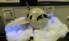 an airplane made out of foam is on display