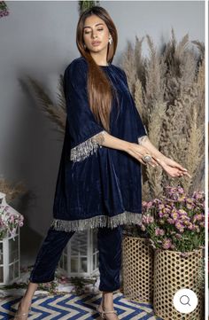 Velvet Short Kurti Pakistani, Velvet Pheran Designs, Simple Velvet Dress Designs Pakistani, Shaneel Suits Designs, Velvet Pakistani Dress Simple, Winter Pakistani Dresses Casual, Velvet Simple Dress, Velvet Dress Designs Pakistani Wedding