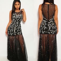 Brand New Show Off Your Curves In This Gorgeous Dress! Featuring; Sleeveless, Round Neckline, Rhinestone Detail, Sequin Detail, Sheer, Mesh, Back Zipper. Followed By A Fitted Wear. 90% Polyester, 10% Spandex. Size 5/6 - Color Black - Sleeveless - Collarless I Offer Crazy Bundle Deals! Please Bundle All The Items You Like And I’ll Send You A Great Discount. All Items Come From Clean Smoke Free Home. Questions? Leave A Comment Below! 0264 Embellished Floor-length Mermaid Party Dress, Sparkling Sleeveless Cocktail Dress, Contrast Sequin Sleeveless Evening Dress, Glamorous Evening Mermaid Dress With Contrast Sequin, Sleeveless Cocktail Evening Dress With Contrast Sequin, Sleeveless Embellished Sequin Dress For Night Out, Sleeveless Sequin Evening Dress For Night Out, Silver Sleeveless Sequin Prom Dress, Silver Sleeveless Sequin Dress For Prom