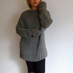 loose knit oversized slouchy long sleeves casual fashion women's sweater bulky wool knit cozy jumper pullover sweater made to orderHand knitted slouchy sweater.Practical, soft, warm and cozy!Great addition to your everyday clothing.Color: meliert yarn - light gray/dark grey/smoky grayMaterial: llama wool, merino, acrylicMADE TO ORDER!!!It takes 2-3 weeks before item is made and ready to ship!Measurements:length 75 cm (29.5 '')Needs to be washed in warm water and dried naturally.In picture knitte Trendy Oversized Chunky Knit Sweater, Casual Gray Knitting Pattern For Fall, Chunky Knit Thick Long Sleeve Sweater, Oversized Gray Knitted Sweater, Casual Long Sleeve Hand Knitted Pattern, Casual Oversized Chunky Knit Pattern, Casual Chunky Knit Oversized Knitting Pattern, Casual Long Sleeve Hand Knitted Sweater, Oversized Soft Knit Winter Knitting Pattern