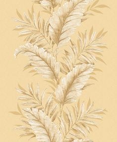 an image of a wallpaper pattern with leaves on the side and beige background,