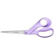 a pair of purple scissors on a white background