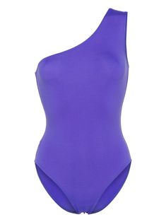 a purple one piece swimsuit on a white background