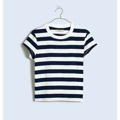 Madewell Supima Cotton Rib Tee Shirt Striped Nautical Retro Classic Xs Nwt. Excellent Condition, No Flaws. "You Love The Soft Ribbed Fabric Of Our Bestselling Teeand The Way It's Formfitting Without Showing Everythingso We Used It To Make The Perfect Striped Tee. Shrunken And So, So Good With Baggy Jeans. Fitted. Length: Designed To Hit Between The Bellybutton And High Hip. Body Length From High Point Of Shoulder: 21 1/4". Cotton/Elastane. Machine Wash. Item Nr062" 0638 Cotton Sailor Style Top, Navy Sailor Crew Neck Top, Navy Cotton Nautical Tops, Sailor Style Cotton Crew Neck Top, Navy Short Sleeve Top With Contrast Stripes, Navy Short Sleeve Tops With Contrast Stripes, Striped Nautical Tops For Summer, Sailor Style Short Sleeve Cotton Top, Nautical Striped Tops For Summer