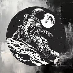 an astronaut is sitting on the moon