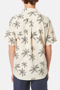 The Mai Tai Shirt features a custom palm print atop a breathable cotton/linen button-up woven shirt. 60% cotton / 40% viscose blend Allover palm print Pocket at left chest Garment washed Clean-finished interior Model is 5'4, 110lbs and wears a size L Relaxed Fit Linen Top With Graphic Print, Relaxed Fit Hawaiian Shirt With Palm Tree Print, White Hawaiian Shirt With Palm Tree Print For Vacation, Summer Shirt With Tropical Print In Cotton, Summer Cotton Shirt With Tropical Print, White Hawaiian Camp Shirt In Cotton, Cotton Camp Shirt With Palm Tree Print For Beach, Summer Camp Shirt With Palm Tree Print Relaxed Fit, White Relaxed Fit Cotton Hawaiian Shirt