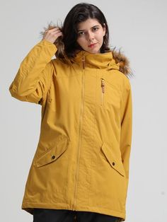 Gsou Snow Fashion Yellow Winter Women's Jackets Thermal Warm Waterproof Windproof jacket Snow Fashion, Windproof Jacket, Ski Season, Snow Sports, Snowboard Jacket, Women's Jackets, Winter Jackets Women, Ski And Snowboard, Outdoor Outfit