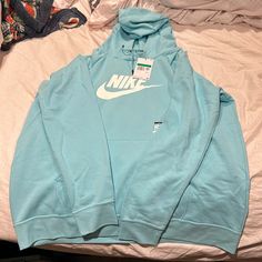 Brand New. Never Worn Nike Crew Neck Hoodie For Spring, Nike Hoodie For Spring, Nike Casual Hoodie For Spring, Light Blue Sweatshirt For Spring Streetwear, Light Blue Hoodie For Streetwear In Spring, Light Blue Casual Sweatshirt For Sports, Light Blue Hoodie For Spring Streetwear, Light Blue Athleisure Sweatshirt For Spring, Nike Blue Sweatshirt For Spring