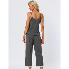 Modal pajama sets are the perfect combination of comfort and style. These sets typically include a cami top paired with capri pants. The material is soft and breathable, ensures that the pajama sets are gentle and soothing on the skin, making them perfect for a peaceful night's sleep. The lace adds a feminine touch to the sets, making them perfect for women who want to feel comfortable but also look pretty while they sleep. The elastic waistband of the pajama sets ensures the pants fit snugly ar Summer Cotton Camisole For Lounging, Casual Camisole Sleepwear For Loungewear, Casual Camisole Sleepwear For Lounging, Casual Camisole Lounging Tops, Casual Lounging Camisole Top, Casual Cami Tank Top For Relaxation, Casual Camisole Tank Top For Lounging, Casual Cami Tank Top, Casual Sleeveless Top For Pajama Party