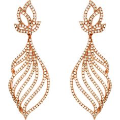 Royal 14K Rose Gold Diamond Earrings - 1.50 Carat Total Diamond Weight Ornate Gold Diamond Earrings For Formal Events, Elegant Diamond Dangle Earrings With Intricate Design, Ornate Gold Diamond Earrings For Formal Occasions, Luxury Ornate Earrings With Diamond Accents, Ornate Diamond Earrings With Accents, Gold Hanging Earrings, Rose Gold Diamond Earrings, Rose Gold Dangle Earrings, 14k Rose Gold Jewelry