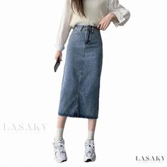 Lasaky - Retro Chic High-Waisted Skirt in Luxurious Fabric Casual Hip-length Lined Skirt, Casual Lined Hip-length Skirt, Trendy Hip-length Spring Skirt, Trendy Hip-length Skirt For Spring, Casual Hip-length Mini Skirt For Spring, Casual High Waist Non-stretch Skirt, Non-stretch Hip-length Skirt For Spring, Trendy Long Skirt For Winter, Casual Pencil Skirt For Fall