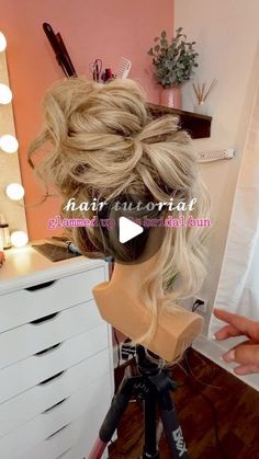 High Bun Updo Tutorial Videos, Wedding Guest Up Dos Hairstyles, Midi Bun Wedding Hair, Wedding Updo Videos, High Bridal Bun, Updo Instructions, Pam Anderson Bun, High Bun Hairstyles Wedding, Pam Anderson Hair Updo