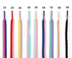 Flat Shoe Laces,High Quality Colorful Replacement Sport Shoelaces,Fashion Athletic Sneaker Shoelaces,More Color AF1 Shoelaces For Shoe AccessoryMaterials: PolyesterColor: 9 ColorsLength: 120cm(47 Inches),140cm(55 Inches),160cm(63 Inches) (1 inch = 2.54 cm)Width: Approx. 0.8 cmPackage Included: 1 pairVisit our Store for our full collection: https://www.etsy.com/shop/5W1HStudioThis purchase is for the shoe laces only, the shoes are NOT included!PLEASE NOTE :Color may vary slightly due to different Cheap Sneakers With Elastic Laces For School, Nike Shoe Laces, Custom Shoelaces, Golf Attire, Body Adornment, Flat Shoe, Colorful Shoes, Shoe Insoles, Lacing Sneakers