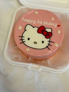 a hello kitty birthday cake in a plastic container